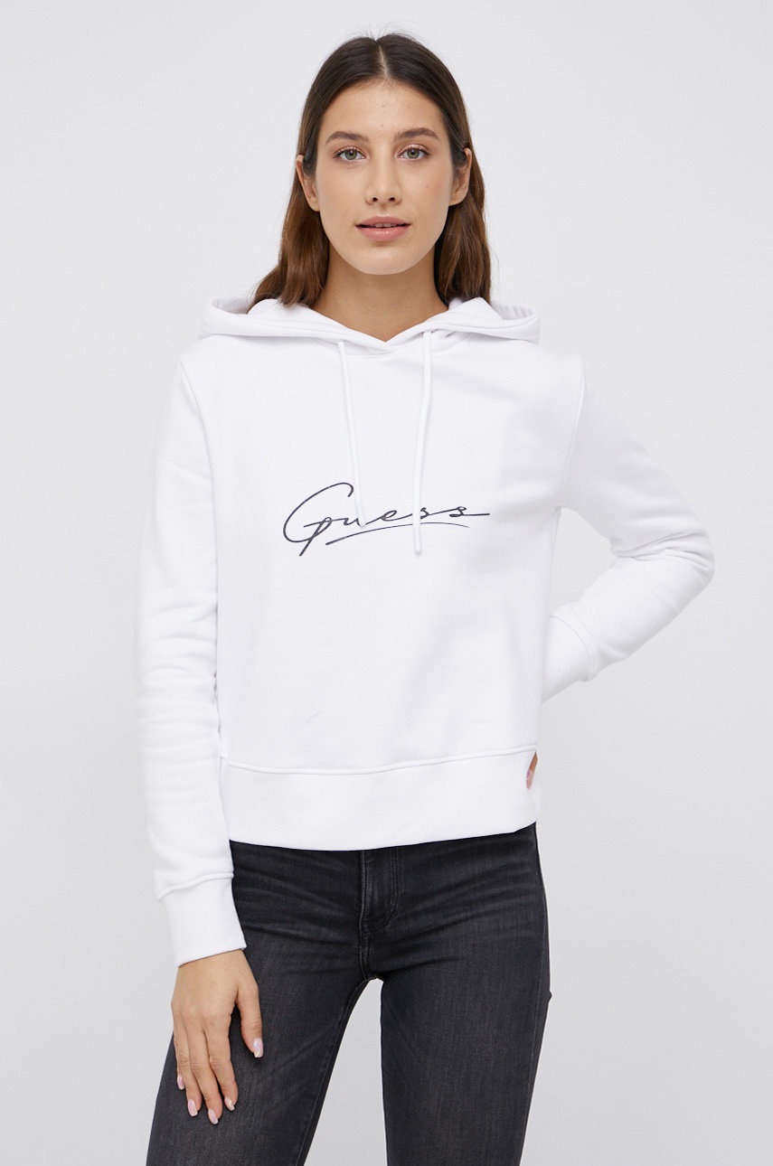 

Хлопковая кофта Guess женская цвет белый гладкая