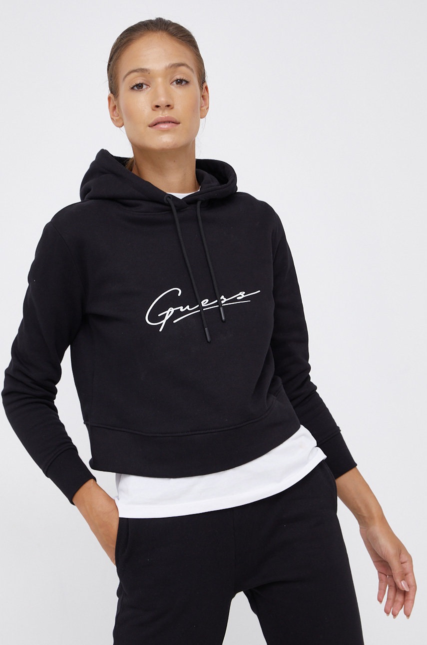 

Бавовняна кофта Guess жіноча колір чорний гладка
