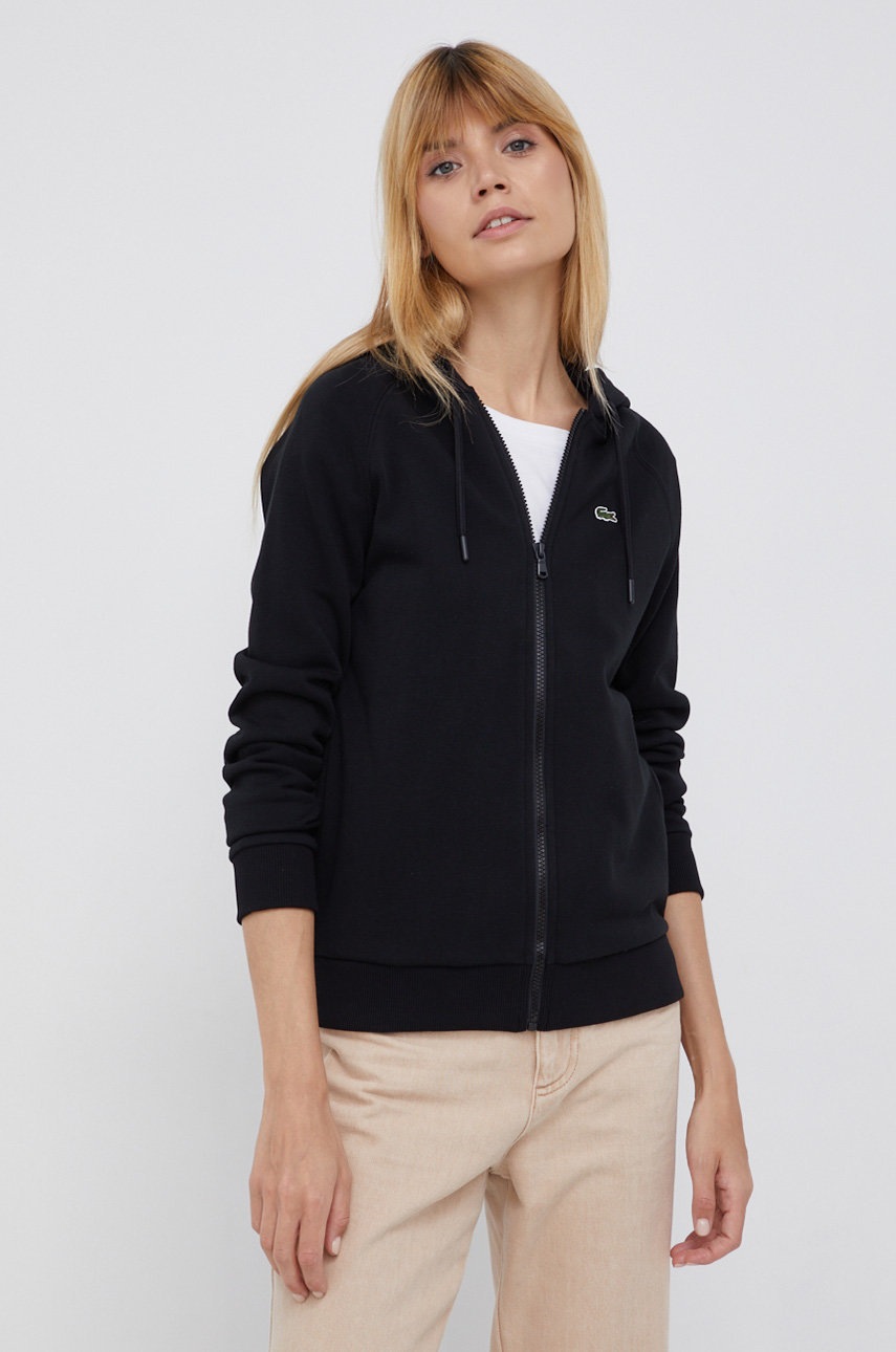 

Суичър Lacoste дамски в черно с изчистен дизайн, Черен