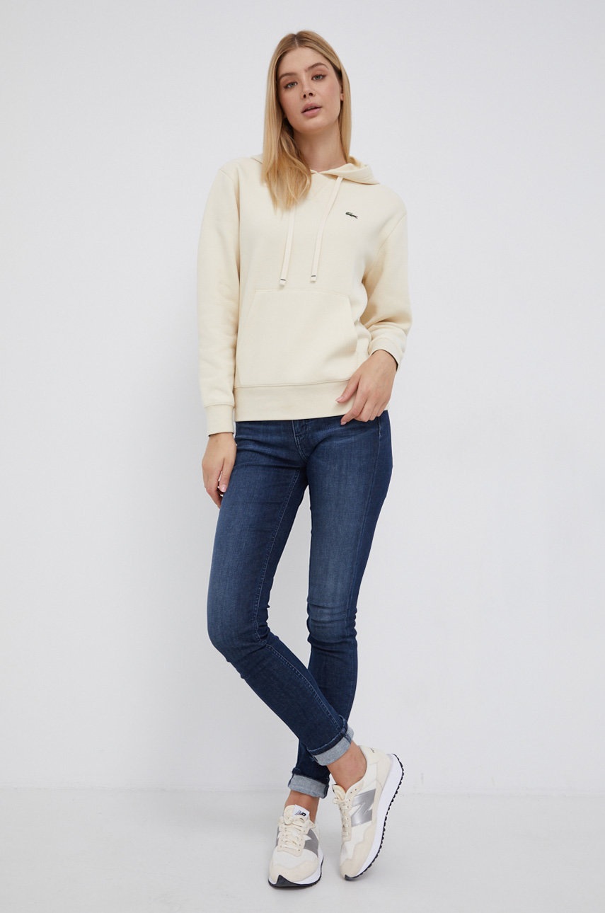 

Кофта Lacoste жіноча колір бежевий однотонна