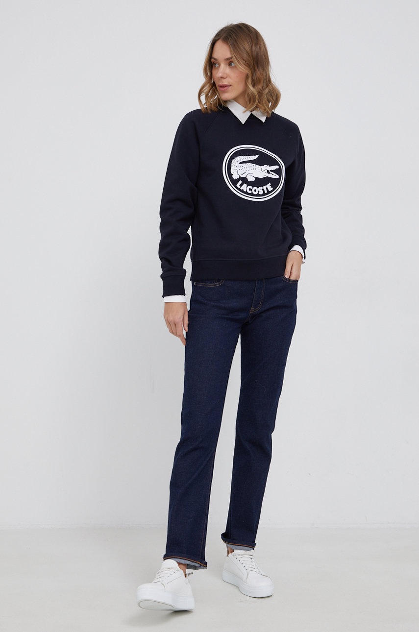 

Кофта Lacoste женская цвет синий с аппликацией