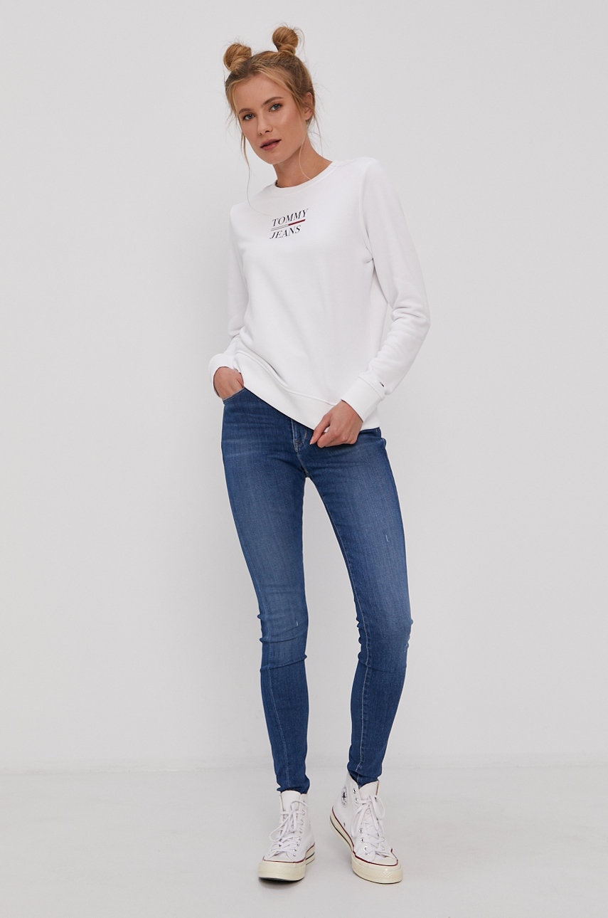 

Кофта Tommy Jeans женская цвет белый с принтом