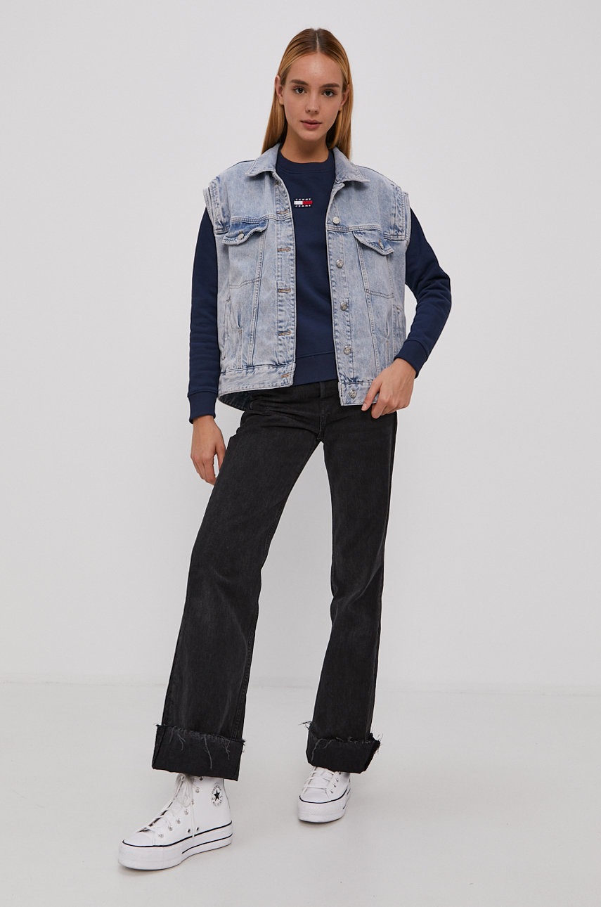 

Хлопковая кофта Tommy Jeans женская цвет синий с аппликацией
