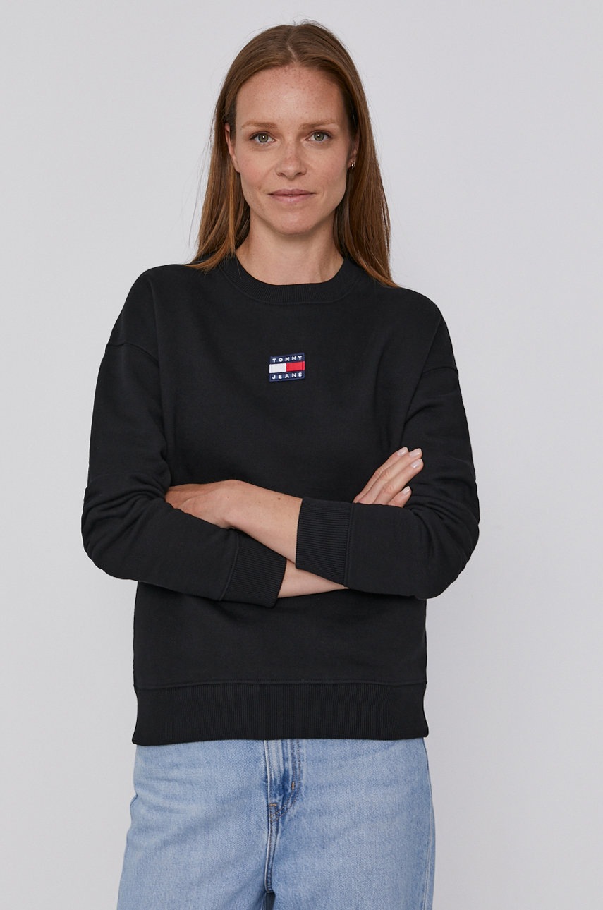 

Бавовняна кофта Tommy Jeans жіноча колір чорний з аплікацією