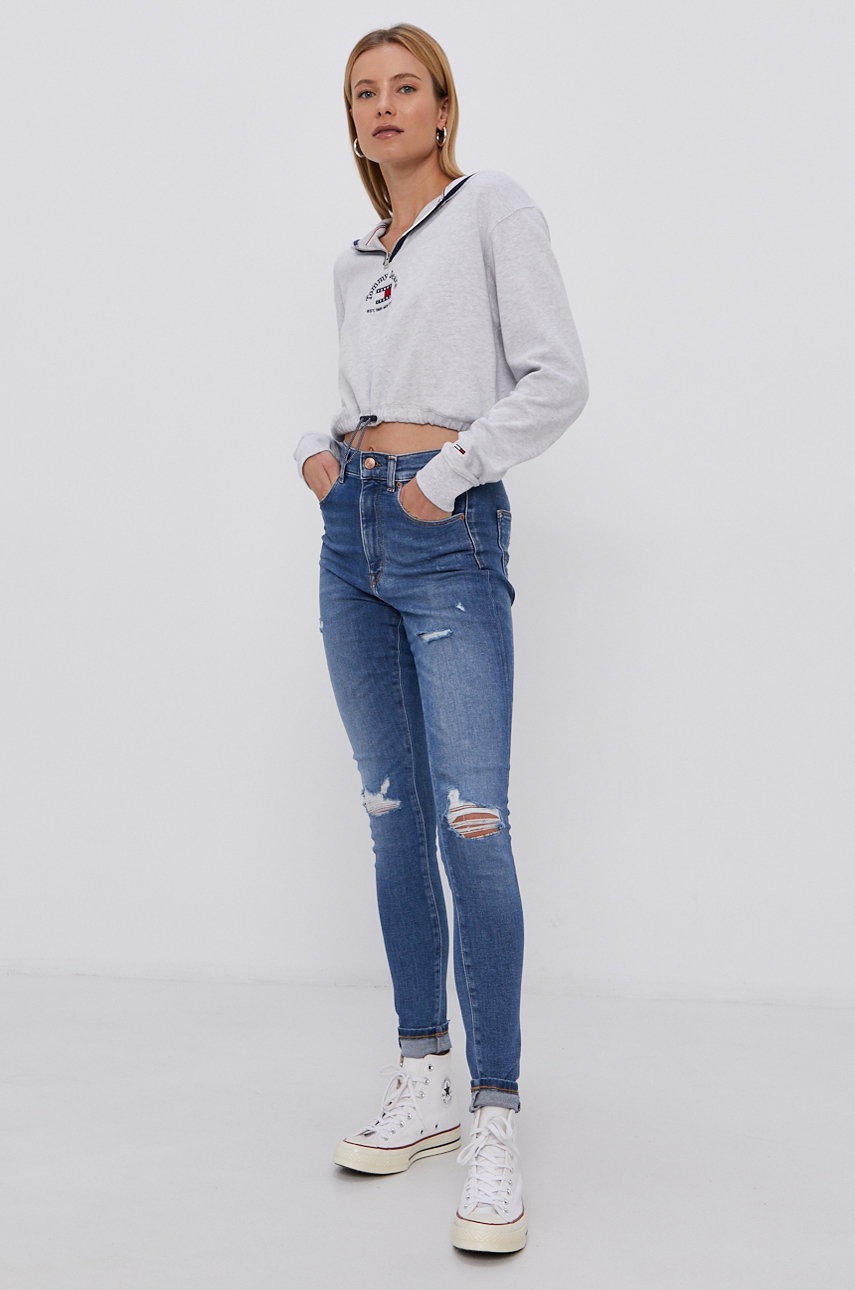 

Бавовняна кофта Tommy Jeans жіноча колір сірий з аплікацією