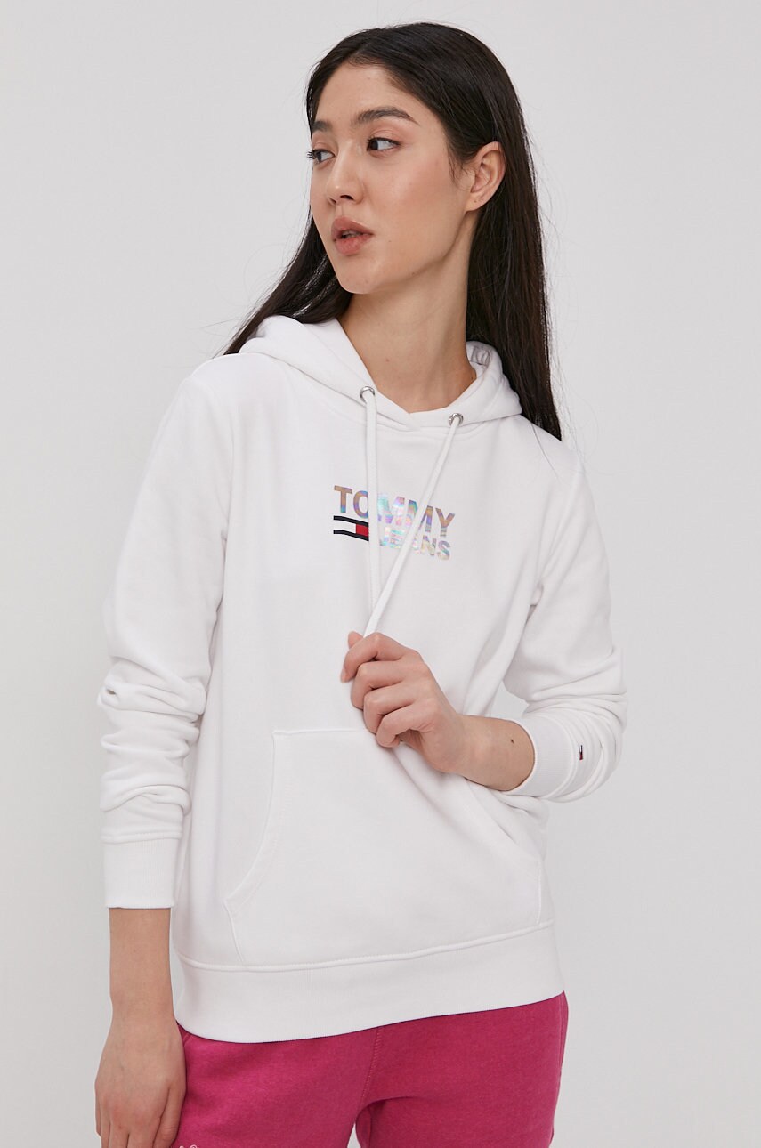 

Кофта Tommy Jeans женская цвет белый с принтом