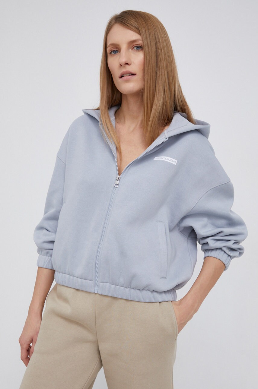 

Суичър Calvin Klein Jeans дамски в сиво с изчистен дизайн, Сив