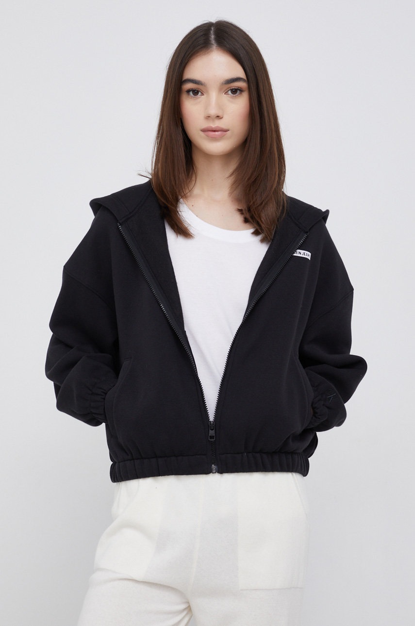 

Суичър Calvin Klein Jeans дамски в черно с изчистен дизайн, Черен