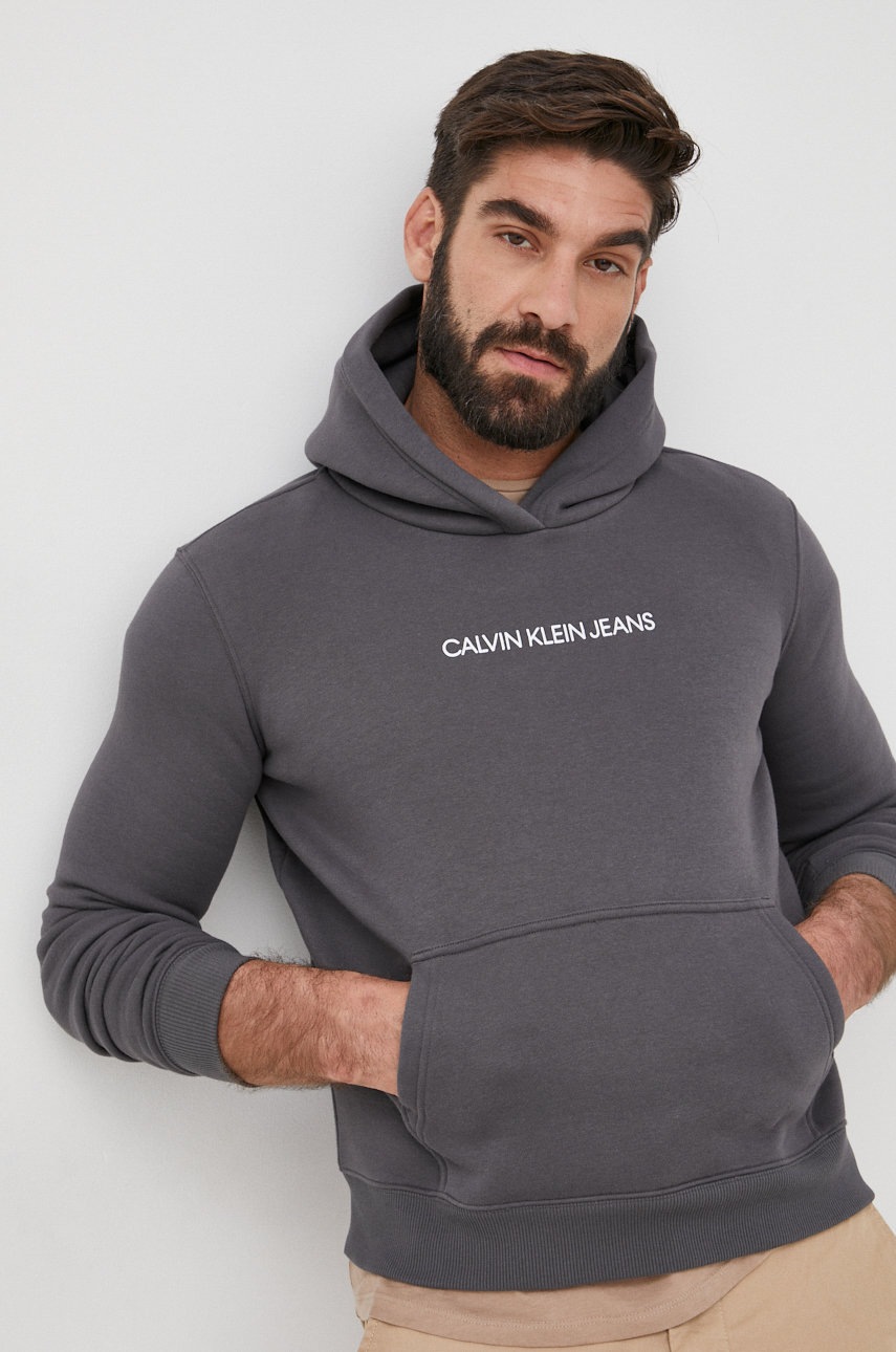 

Суичър Calvin Klein Jeans дамски в сиво с изчистен дизайн, Сив