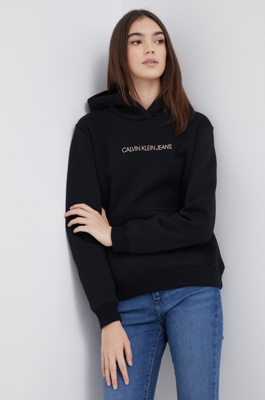 

Суичър Calvin Klein Jeans дамски в черно с изчистен дизайн, Черен