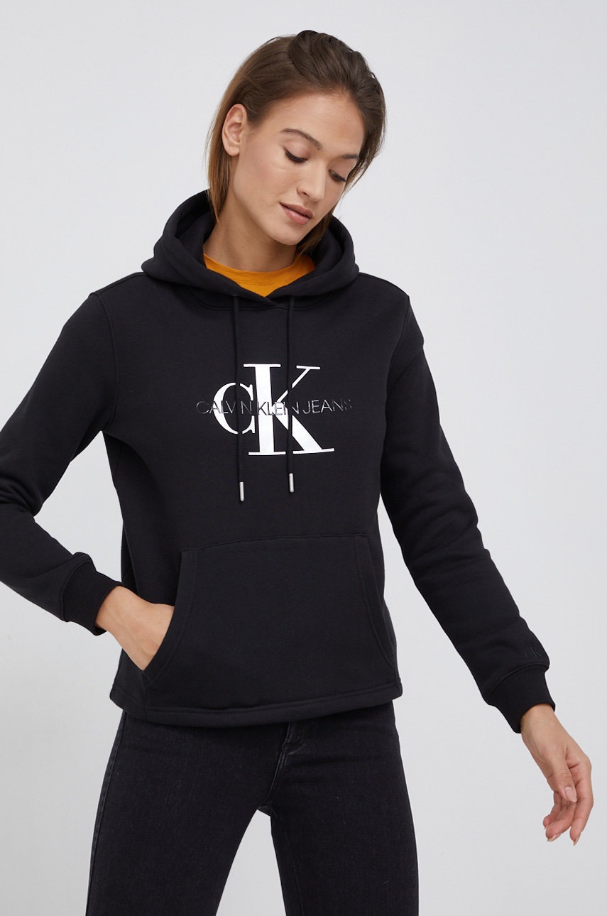 

Суичър Calvin Klein Jeans дамски в черно с принт, Черен