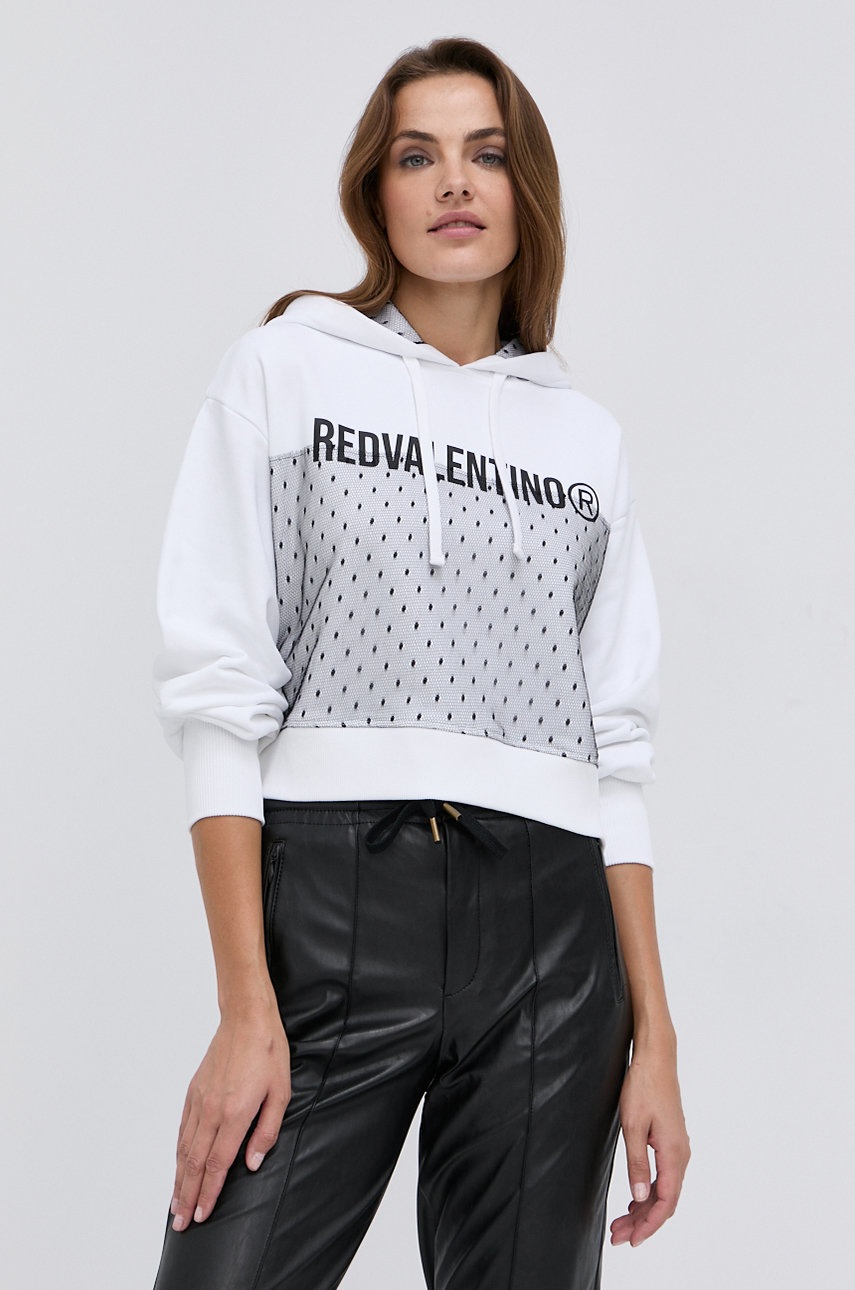 

Суичър Red Valentino дамски в бяло с изчистен дизайн, Бял