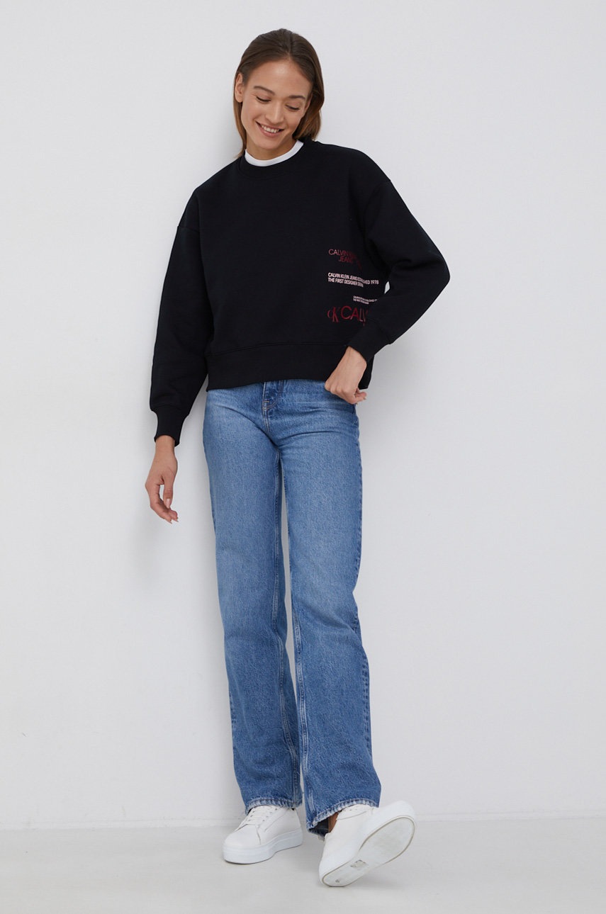 

Суичър Calvin Klein Jeans дамски в черно с принт, Черен