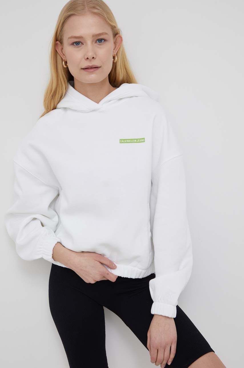 

Суичър Calvin Klein Jeans дамска в черно с изчистен дизайн, Бял