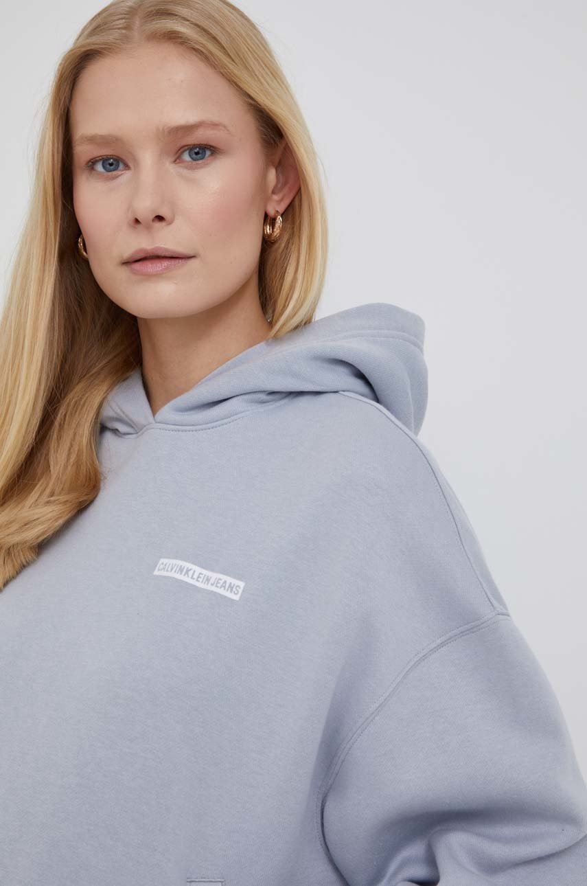 

Суичър Calvin Klein Jeans в сиво с изчистен дизайн, Сив