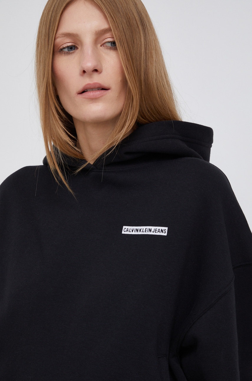 

Суичър Calvin Klein Jeans дамски в черно с изчистен дизайн, Черен