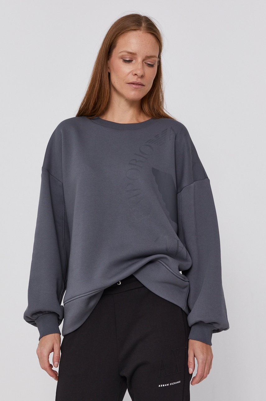 Emporio Armani Bluza damska kolor szary z nadrukiem