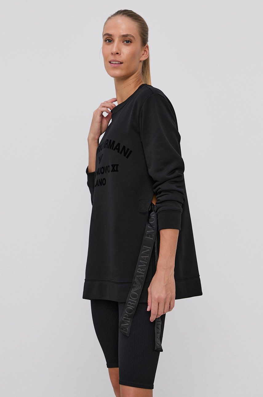 Emporio Armani Bluză femei, culoarea negru, cu imprimeu answear.ro imagine megaplaza.ro