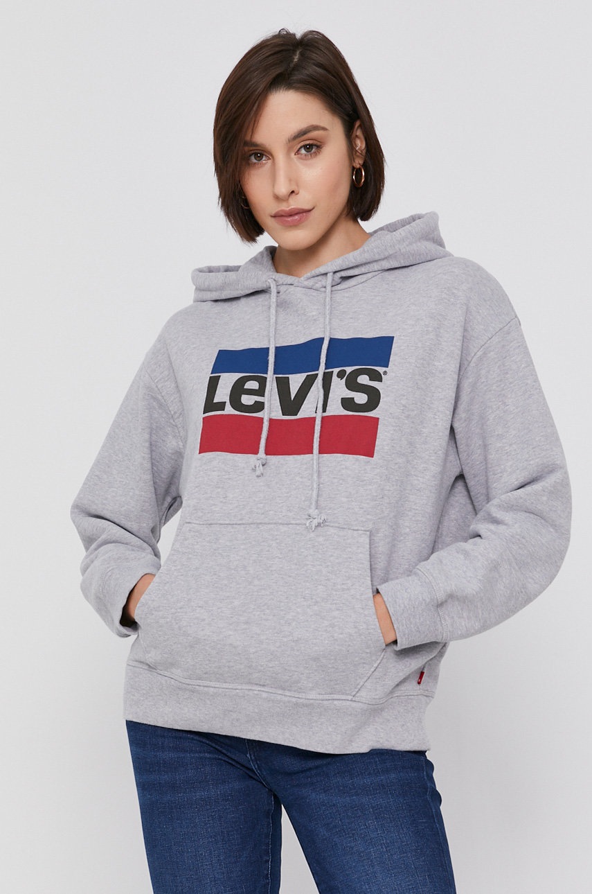 Levi's Hanorac De Bumbac Femei, Culoarea Gri, Cu Imprimeu 18487.0059-greys