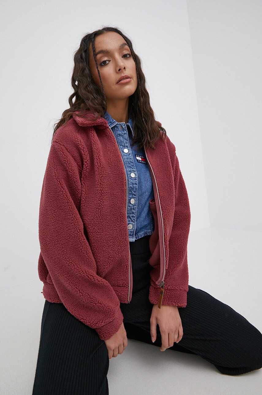 Protest bluza nxg femei, culoarea bordo, neted