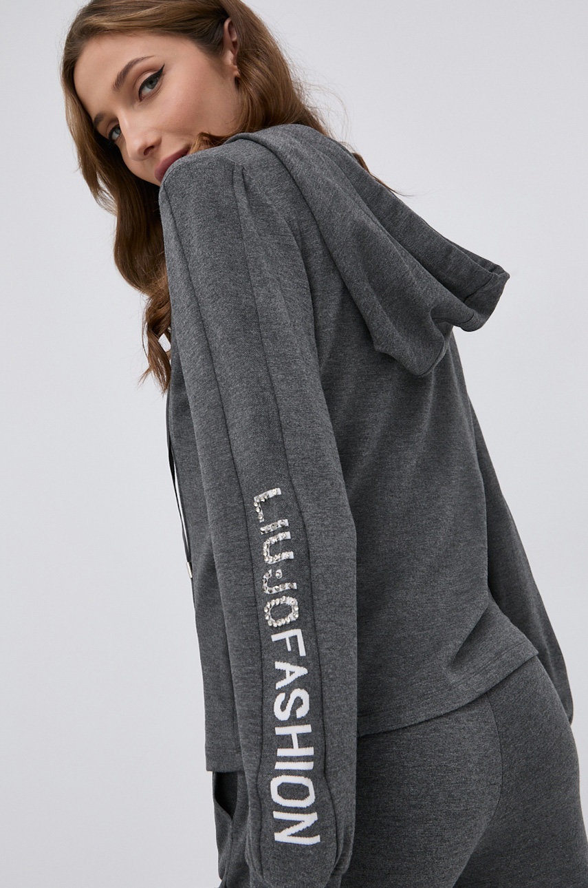 

Суичър Liu Jo дамски в сиво с апликация, Сив