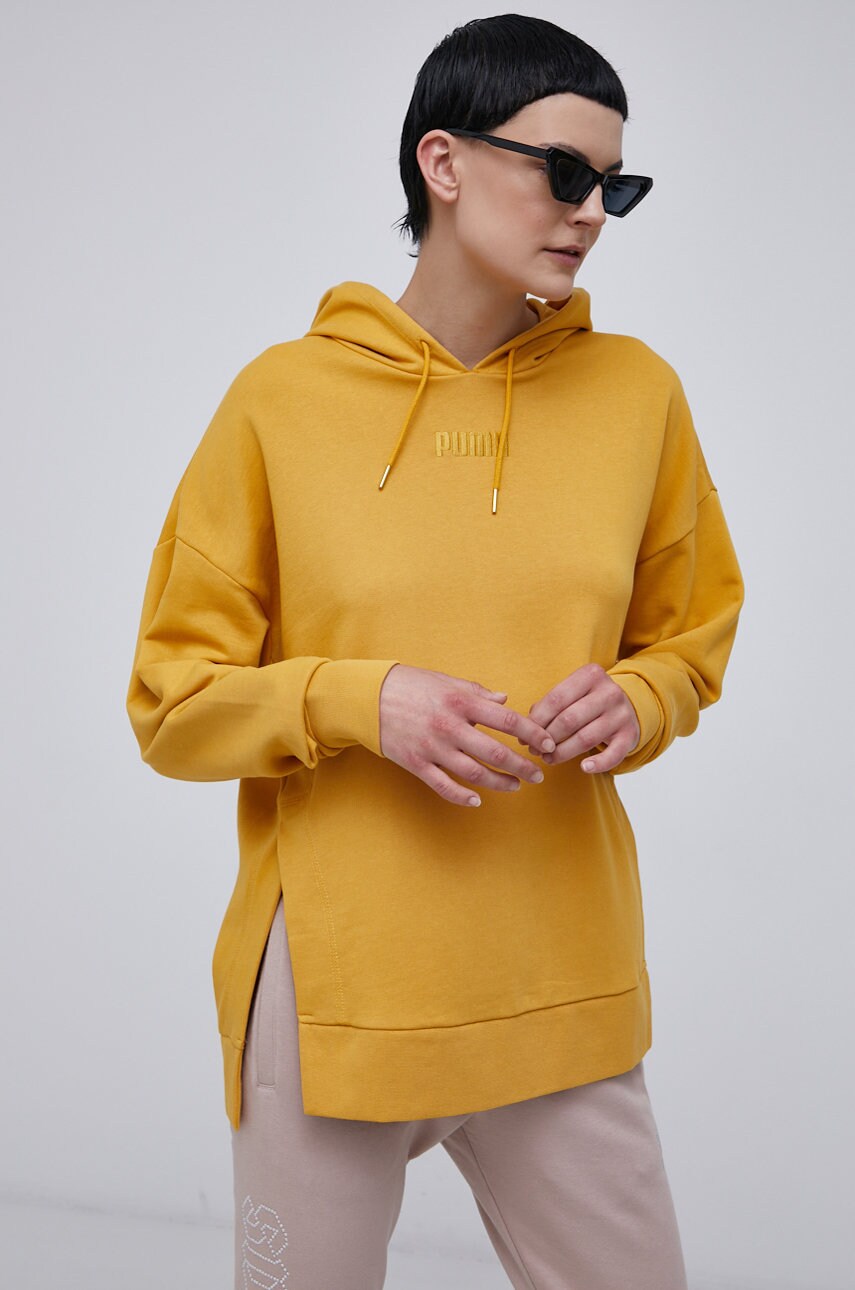 Puma bluză femei, culoarea galben, material neted
