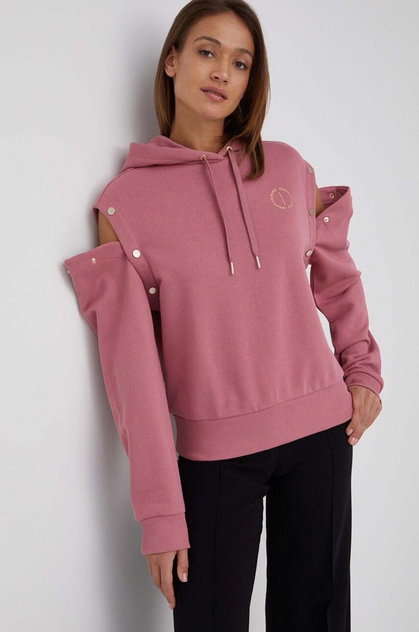 Armani exchange bluza femei, culoarea negru, neted