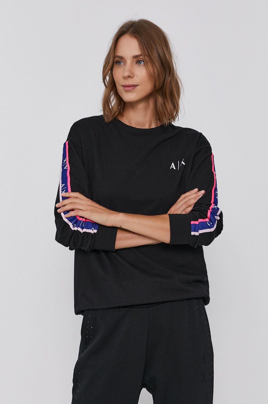 Armani Exchange Bluză femei, culoarea negru, material neted answear.ro imagine megaplaza.ro