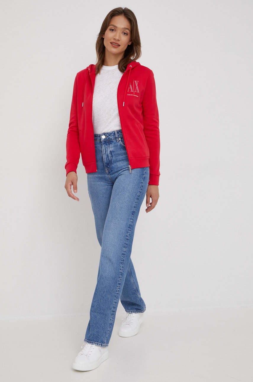 

Суичър Armani Exchange в червено с апликация, Червен