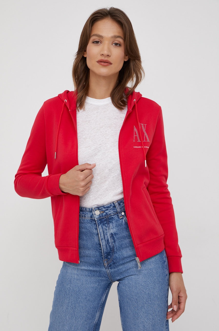 

Кофта Armani Exchange женская цвет красный с аппликацией