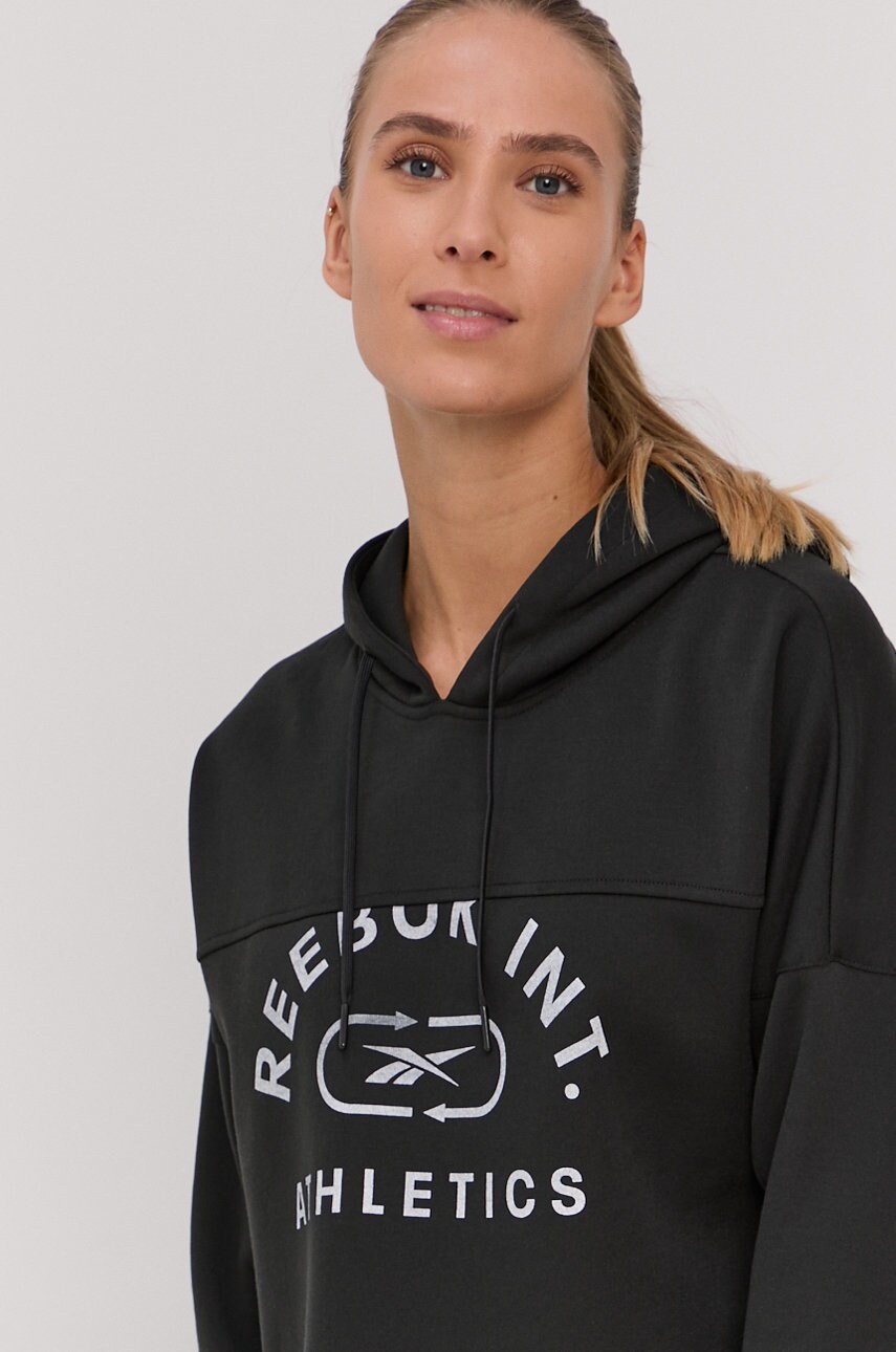 

Кофта Reebok GS1917 женская цвет чёрный с принтом
