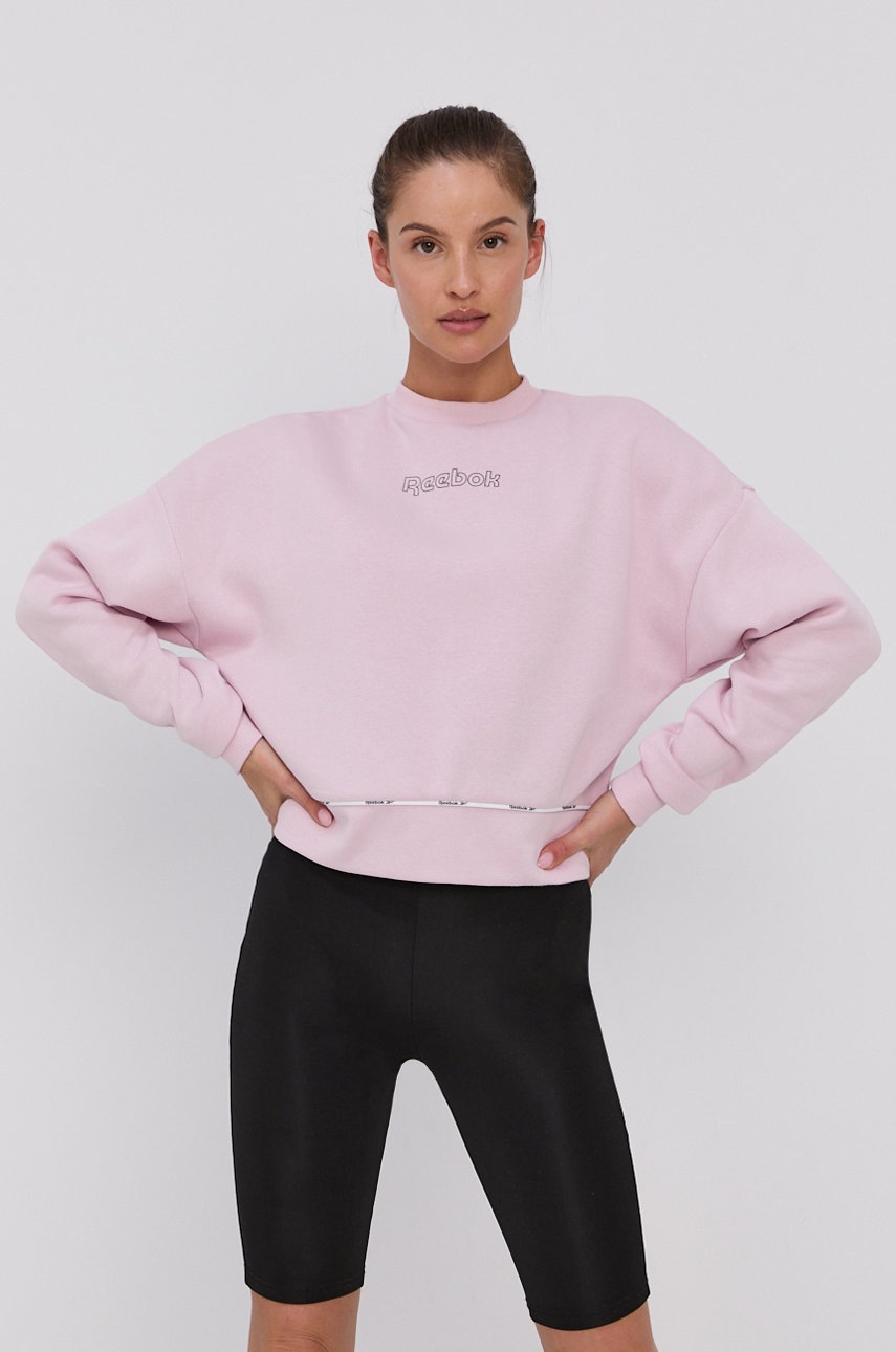 

Кофта Reebok жіноча колір рожевий гладка