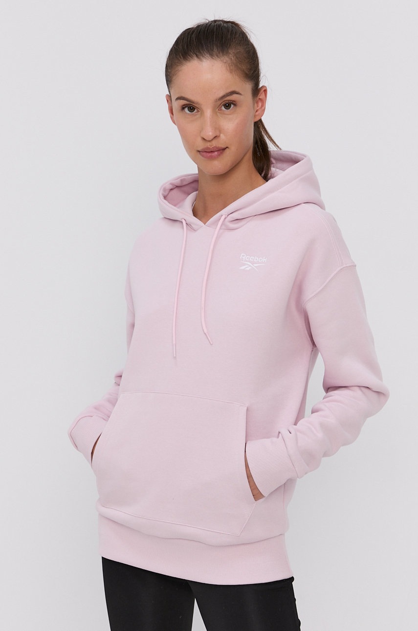 

Кофта Reebok женская цвет розовый гладкая
