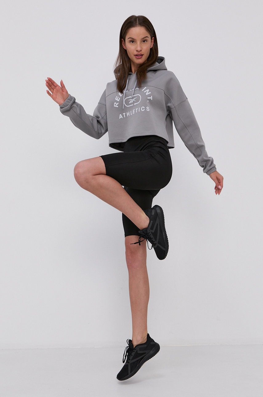

Кофта Reebok GV0834 жіноча колір сірий з принтом