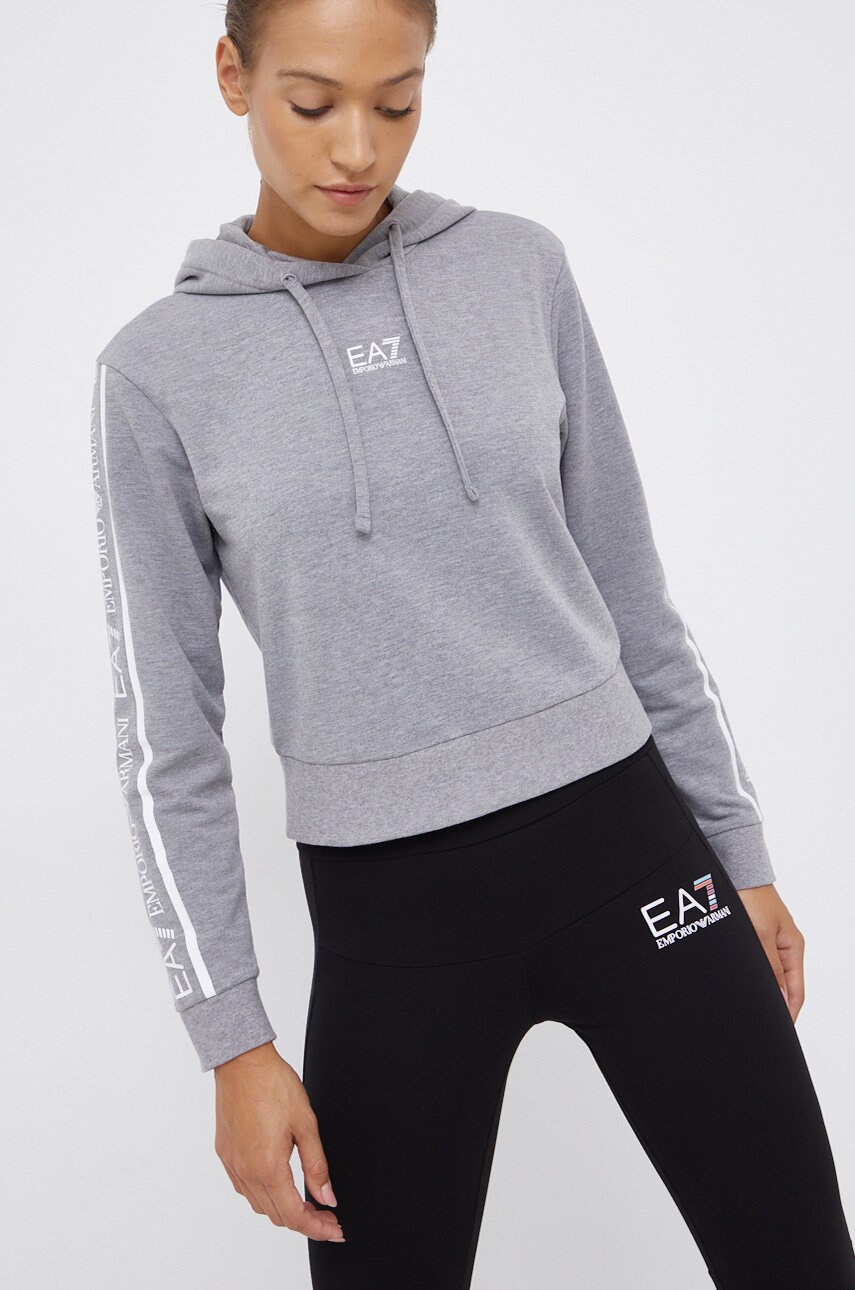 Ea7 emporio armani bluză femei, culoarea gri, cu imprimeu