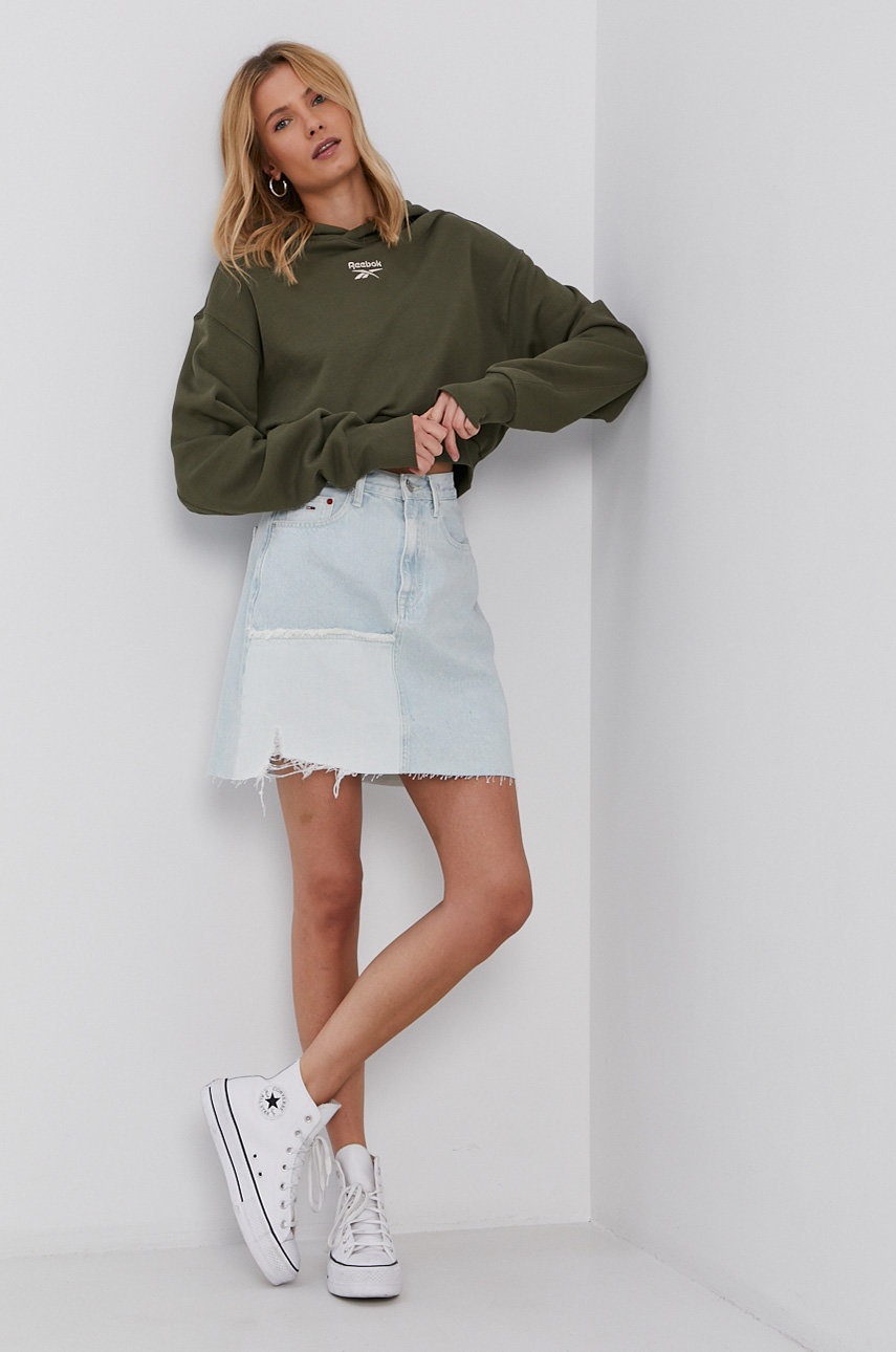 

Бавовняна кофта Reebok Classic H41376 жіноча колір зелений гладка
