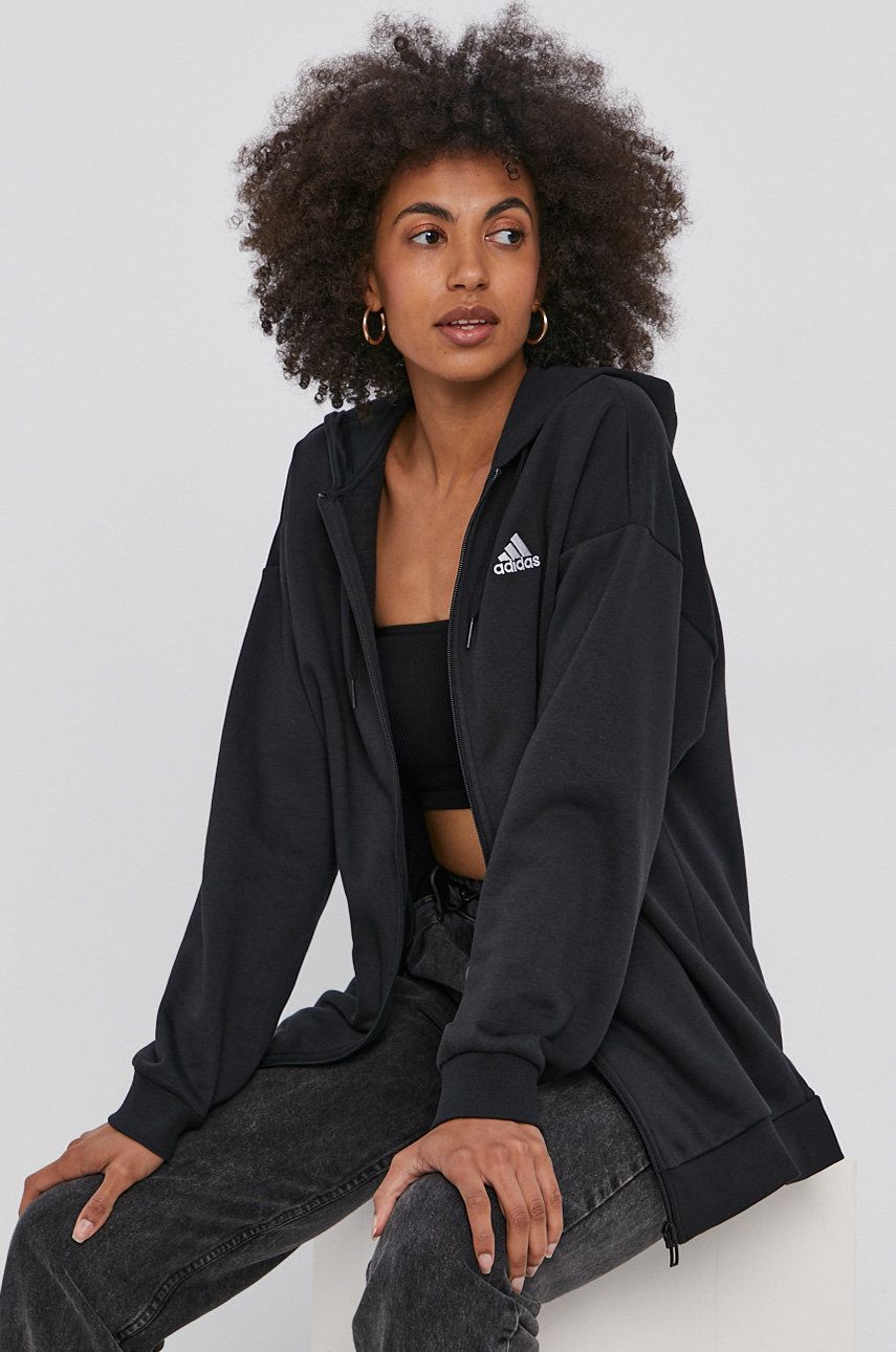 Adidas Bluză femei, culoarea negru, material neted adidas adidas