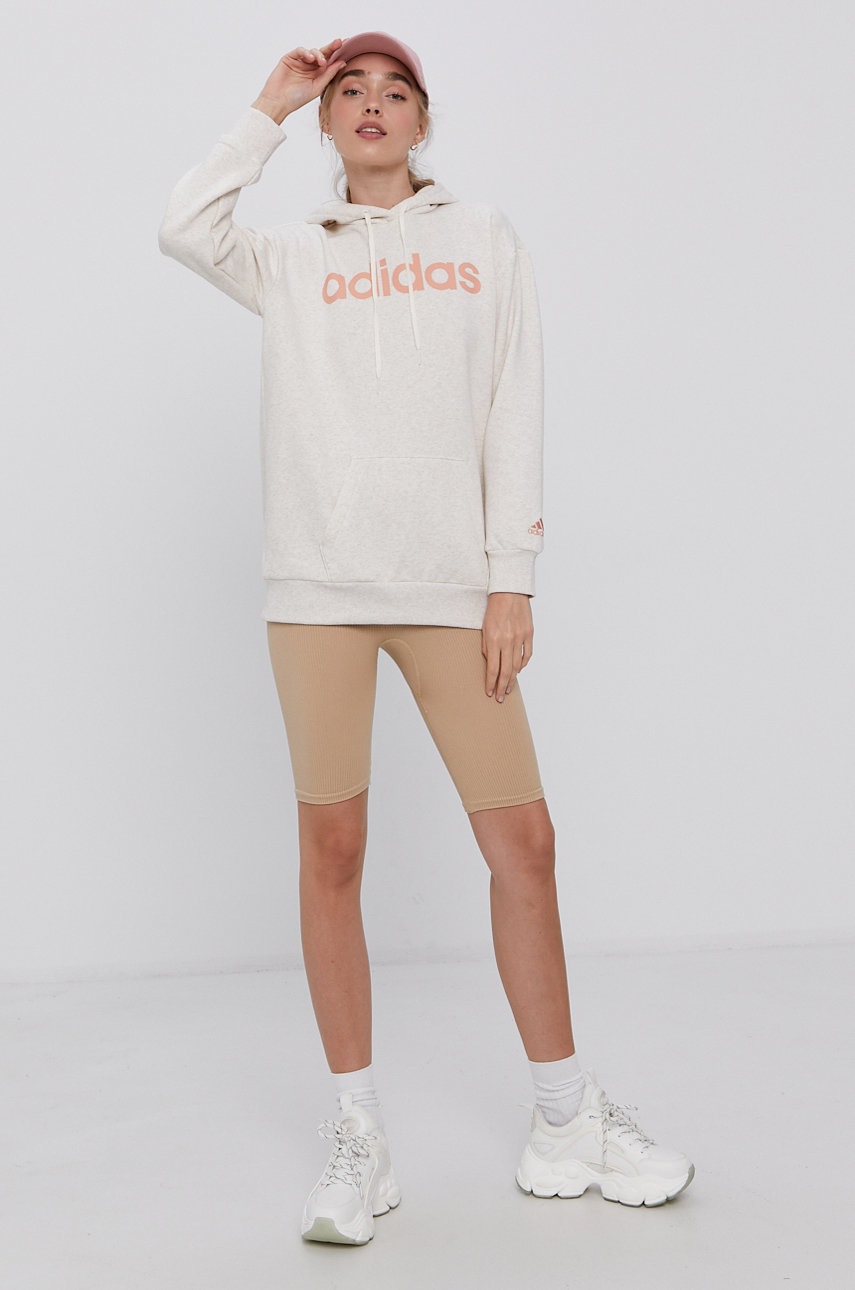 

Кофта adidas жіноча колір бежевий з принтом