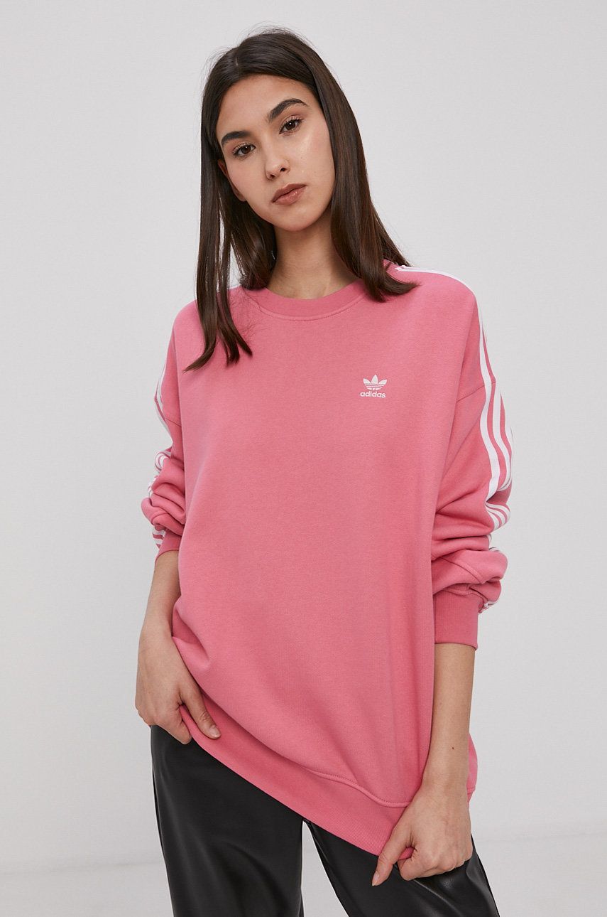 Adidas Originals Hanorac de bumbac femei culoarea roz material neted