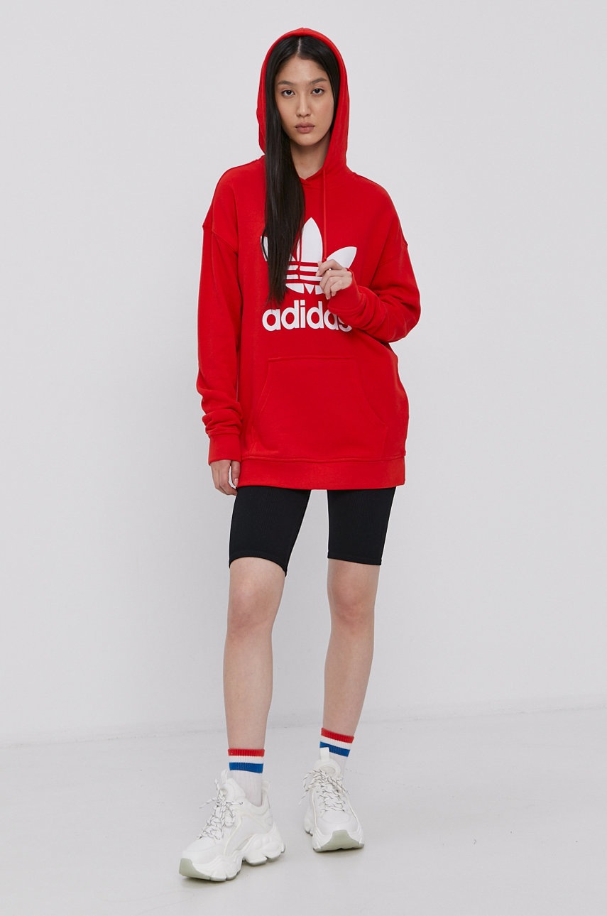 

Хлопковая кофта adidas Originals женская цвет красный с принтом