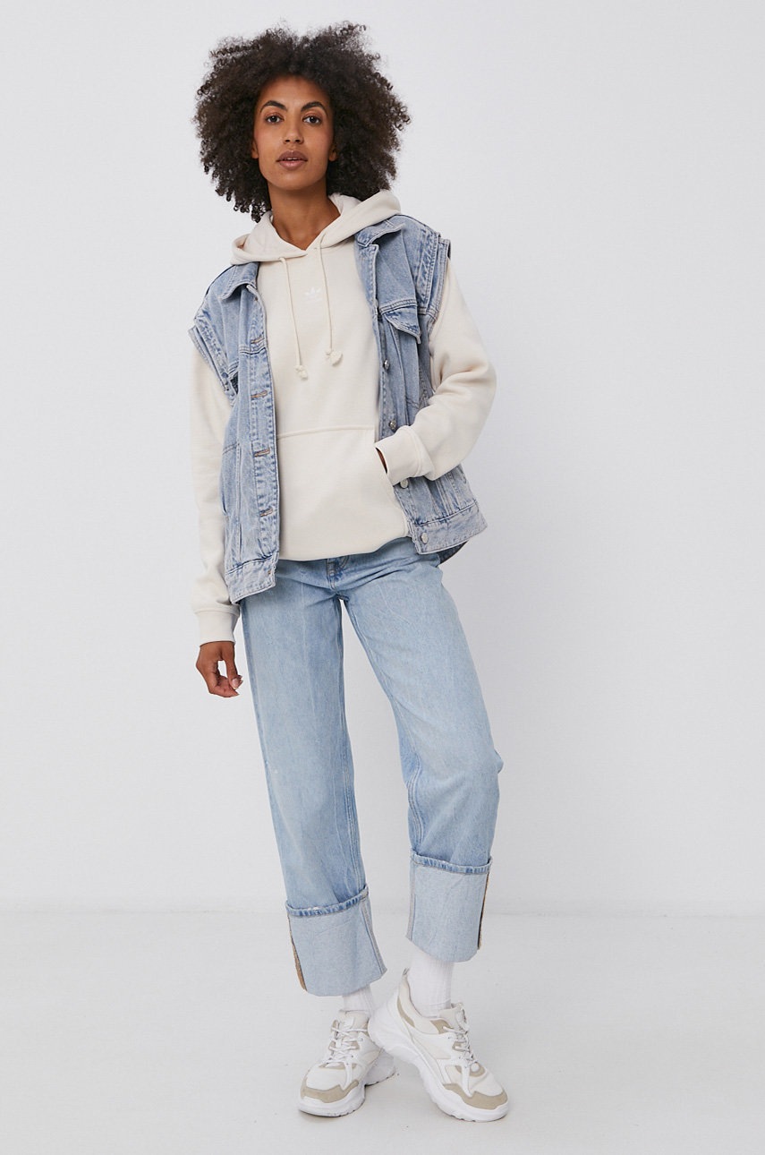

Кофта adidas Originals H34729 женская цвет кремовый гладкая