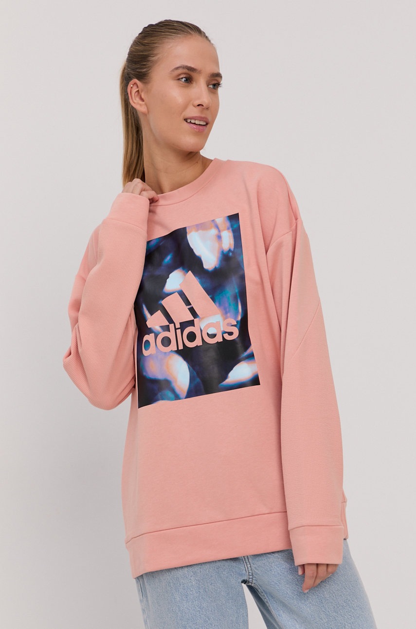 

Кофта adidas женская цвет оранжевый с принтом