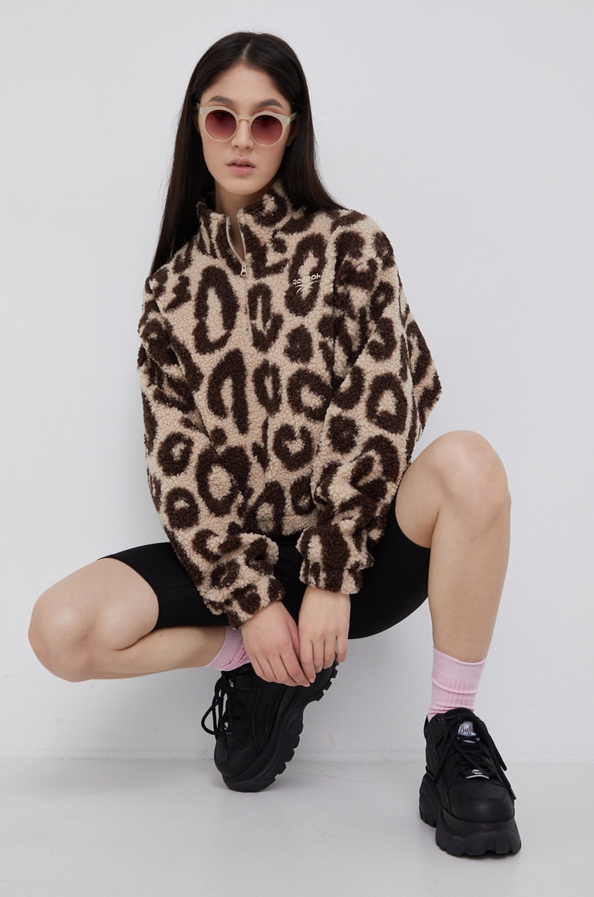 

Кофта Reebok Classic женская цвет коричневый с узором