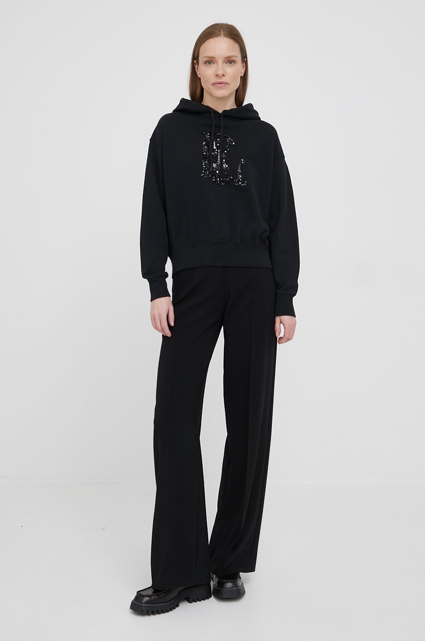 

Хлопковая кофта Polo Ralph Lauren женская цвет чёрный с аппликацией
