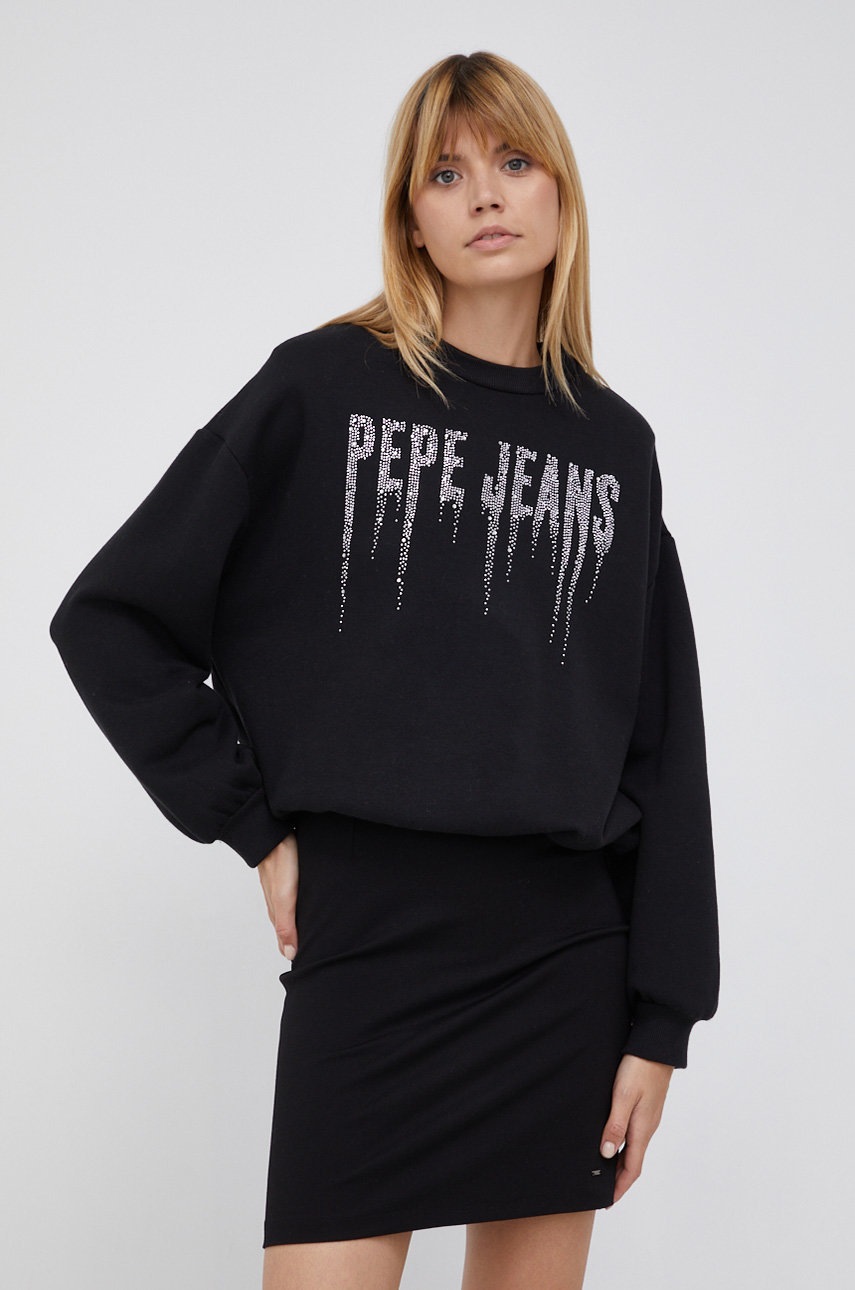 

Кофта Pepe Jeans женская цвет чёрный с аппликацией
