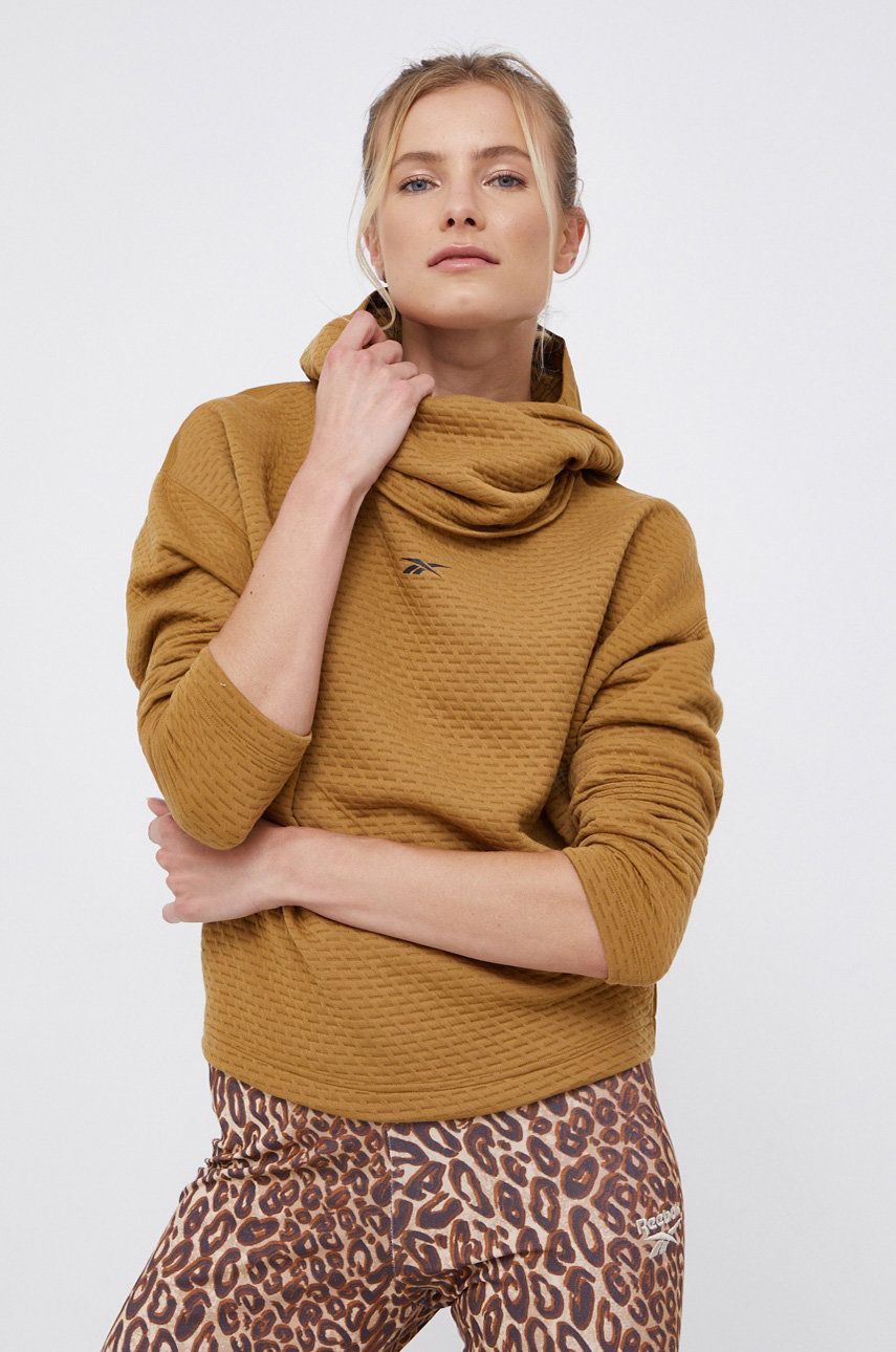 Reebok Bluză GR8895 femei, culoarea maro, material neted answear.ro imagine noua 2022