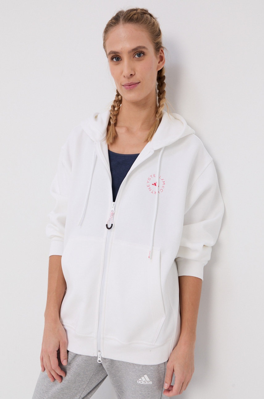 

Суичър adidas by Stella McCartney дамски в бяло с изчистен дизайн, Бял