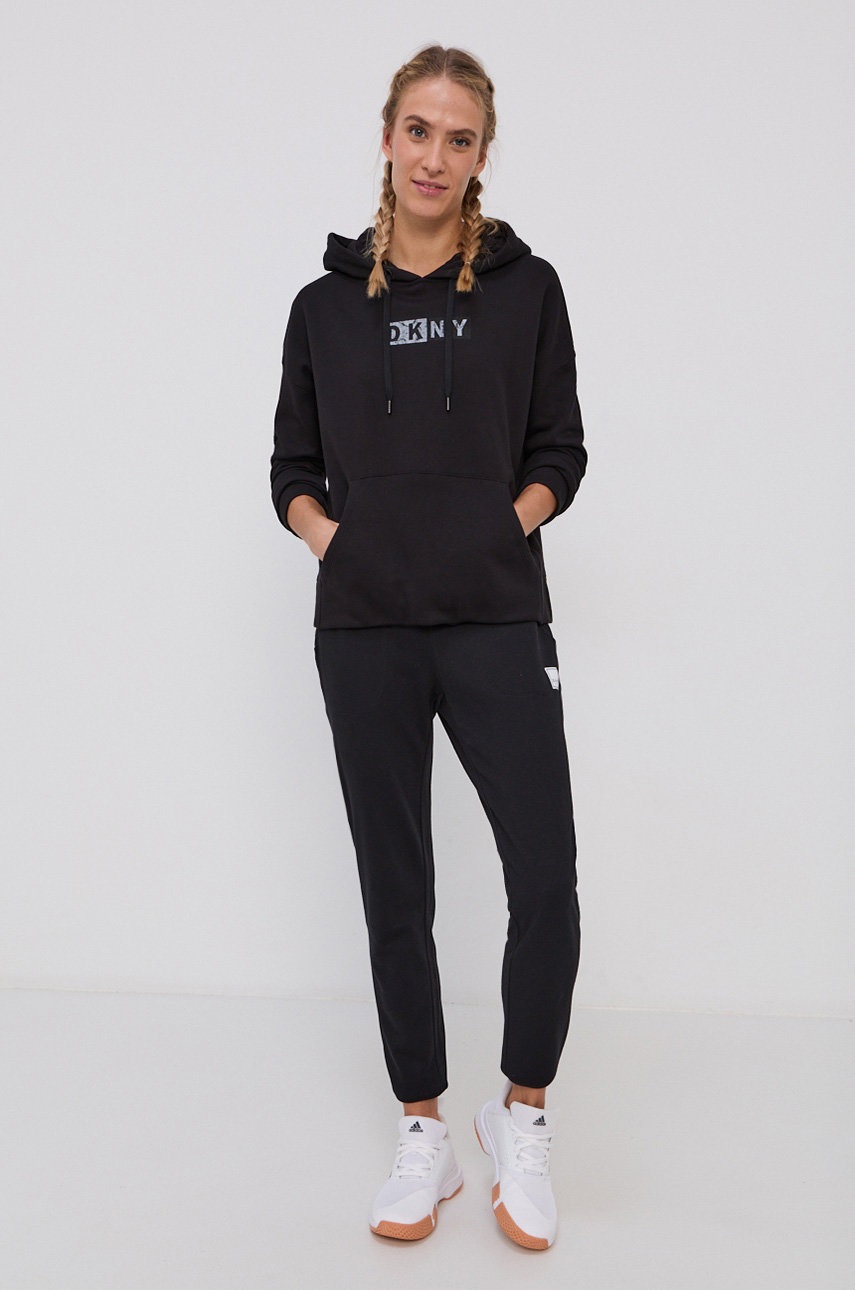 

Хлопковая кофта Dkny женская цвет чёрный гладкая