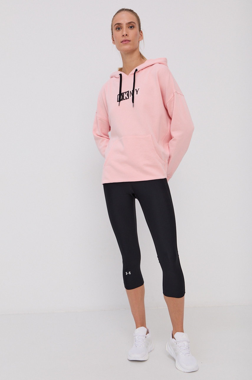 

Хлопковая кофта Dkny женская цвет розовый гладкая