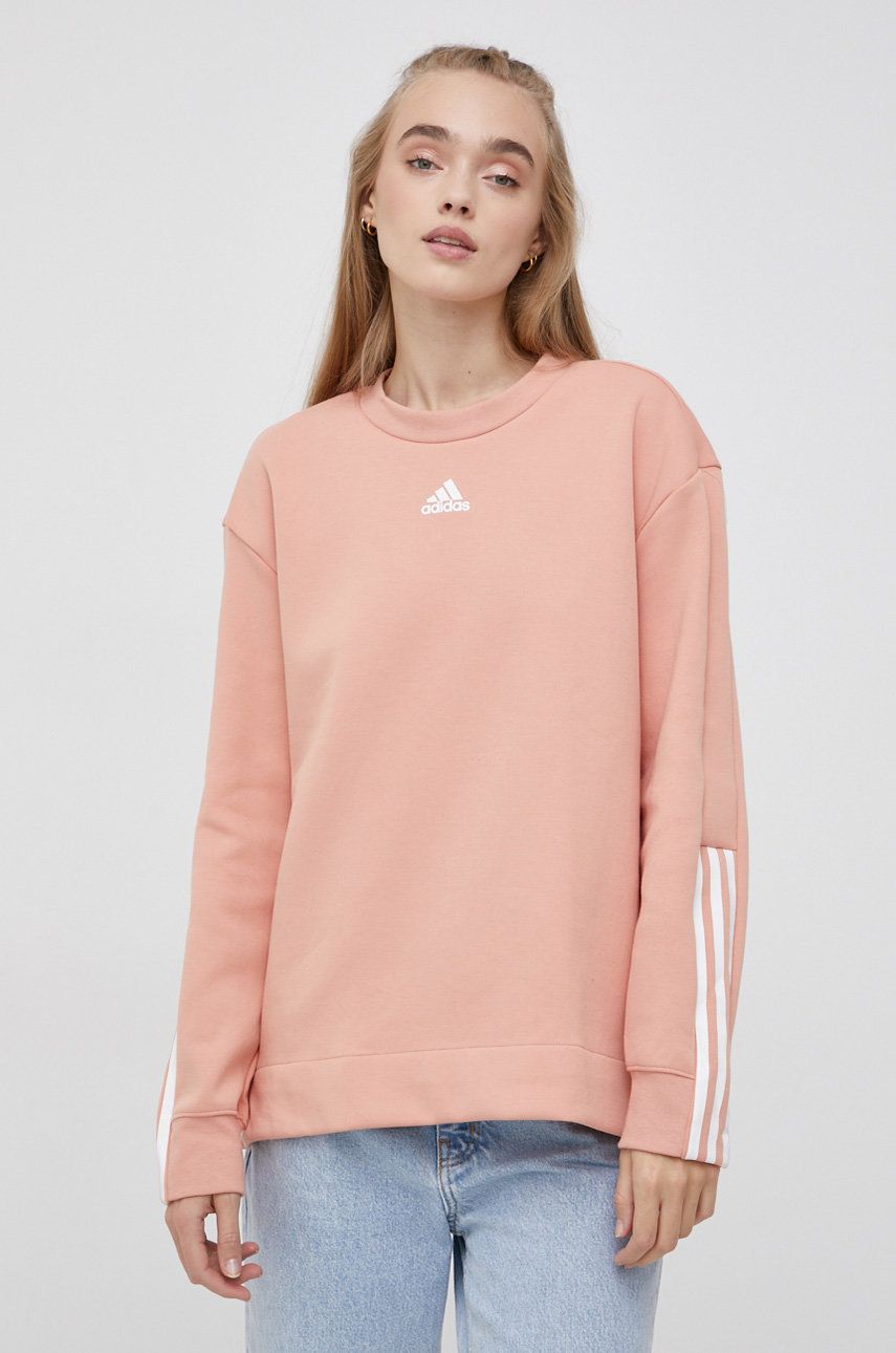 Adidas Bluză femei, culoarea roz, material neted adidas